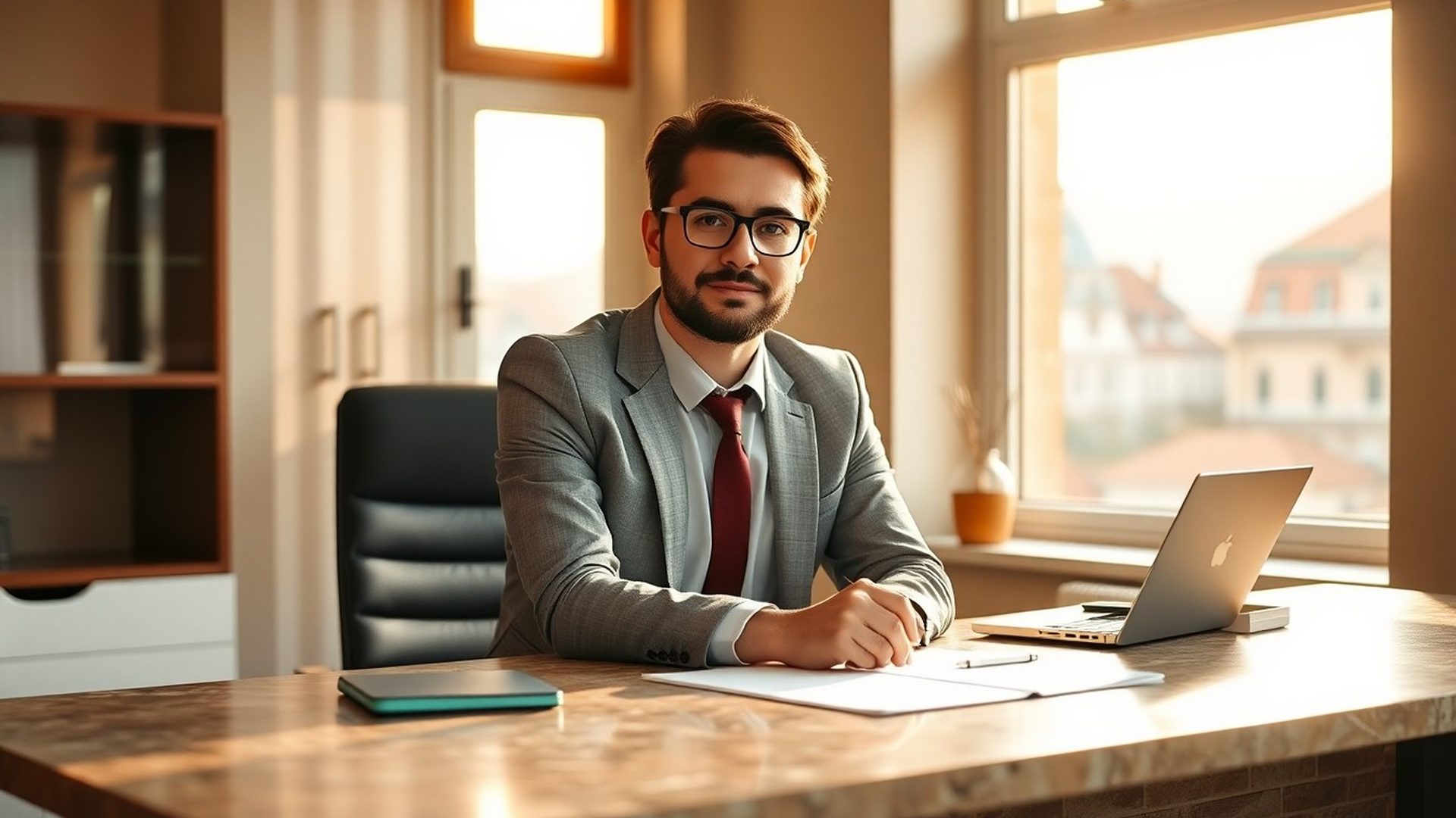 Consultant fiscal la birou, în lumină naturală caldă, Brașov