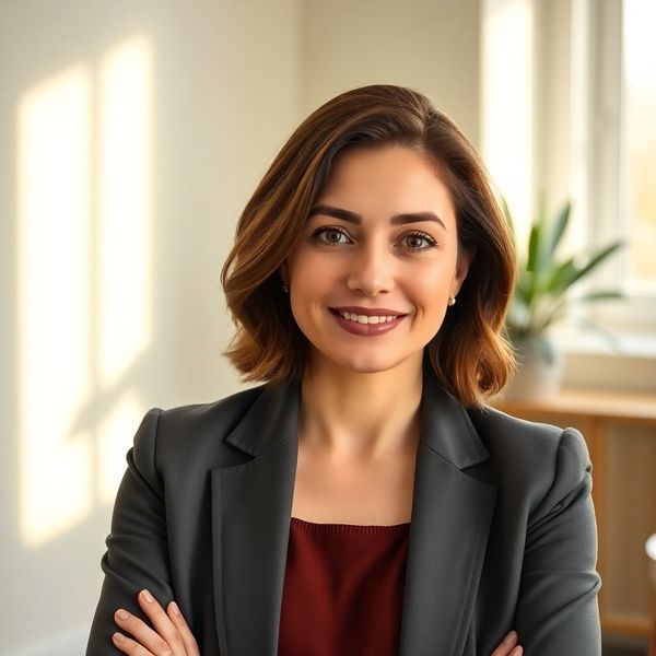 Portret discret al unei consultante fiscale într-un birou cu accente mentă
